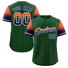 Green Orange Navy-White Stripe Gradient Baseball Jersey