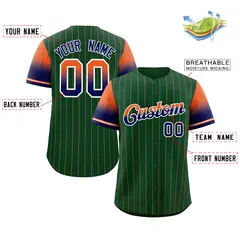 Green Orange Navy-White Stripe Gradient Baseball Jersey 2