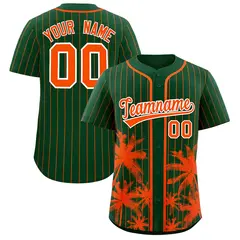 Green Orange Pinstripe Coconut Tree Baseball Jersey