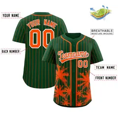 Green Orange Pinstripe Coconut Tree Baseball Jersey 2