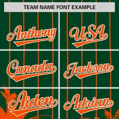 Green Orange Pinstripe Coconut Tree Baseball Jersey 3