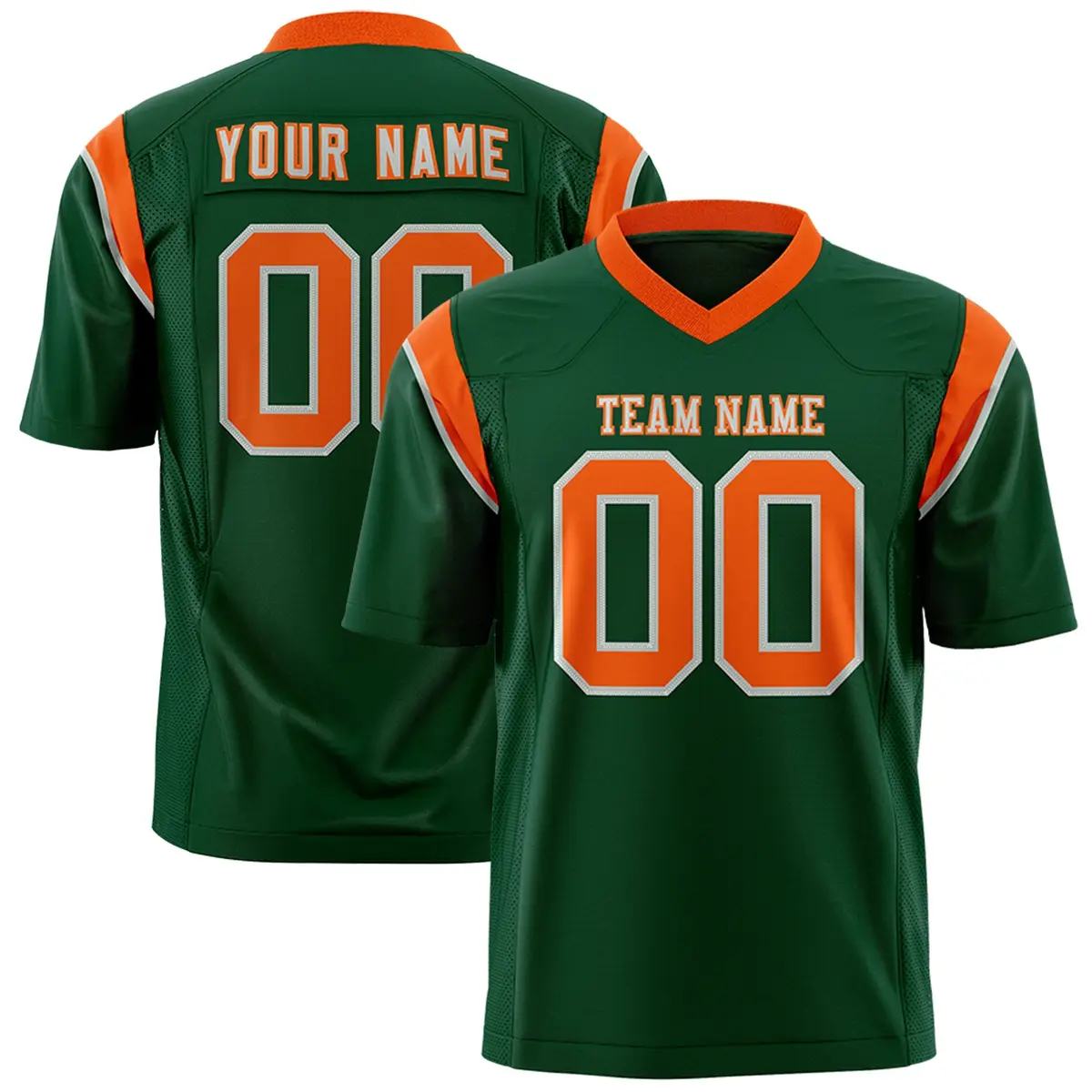 Green Orange Shoulder Cut Two-Tone Flag Football Jersey