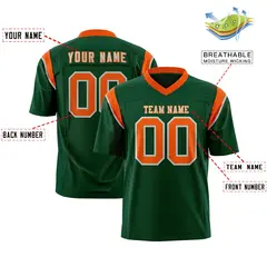 Green Orange Shoulder Cut Two-Tone Flag Football Jersey 2