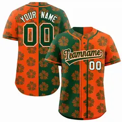 Green Orange Split Flower Graffiti Authentic Baseball Jersey 1
