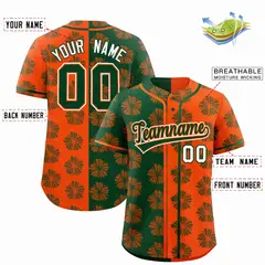 Green Orange Split Flower Graffiti Authentic Baseball Jersey 2