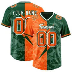 Green Orange Split Lightning Pattern Football Jersey 1