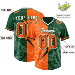 Green Orange Split Lightning Pattern Football Jersey 2