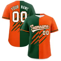 Green Orange Split Tiger Claw Scratch Baseball Jersey 1