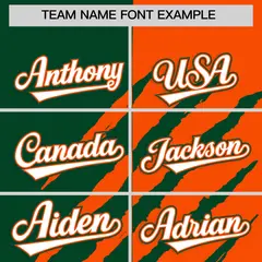 Green Orange Split Tiger Claw Scratch Baseball Jersey 3