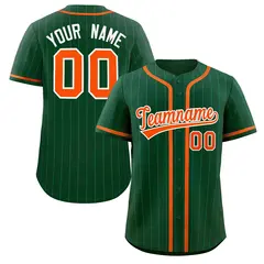 Green Orange Stripe Full Button Authentic Baseball Jersey 1