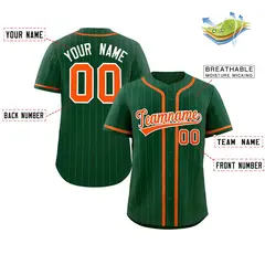 Green Orange Stripe Full Button Authentic Baseball Jersey 2