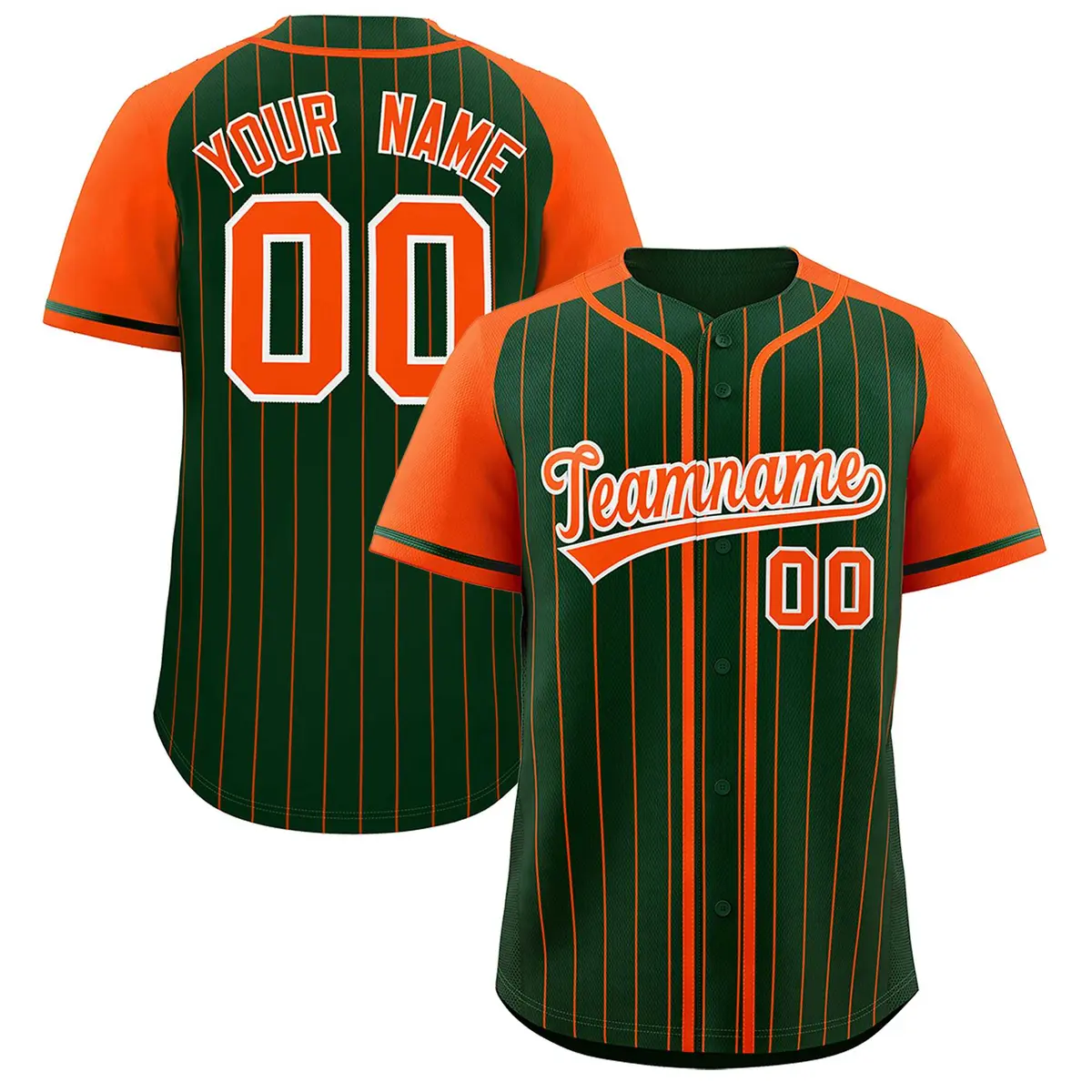 Green Orange Stripe Raglan Sleeves Fashion Baseball Jersey