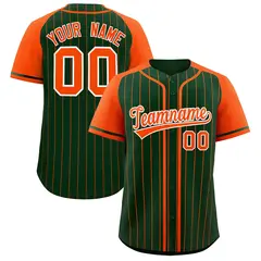 Green Orange Stripe Raglan Sleeves Fashion Baseball Jersey 1
