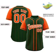 Green Orange Stripe Raglan Sleeves Fashion Baseball Jersey 2