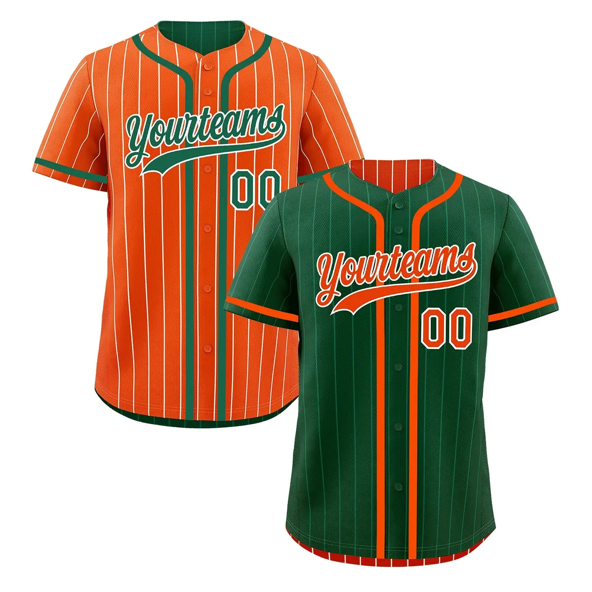 Green Orange Striped Reversible Baseball Jersey