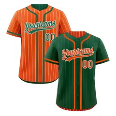 Green Orange Striped Reversible Baseball Jersey