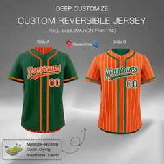 Green Orange Striped Reversible Baseball Jersey 2