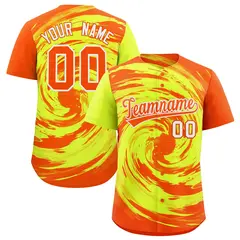 Green Orange Swirl Graffiti Pattern Baseball Jersey 1
