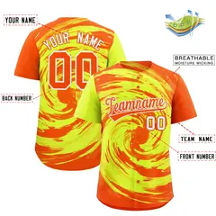 Green Orange Swirl Graffiti Pattern Baseball Jersey 2