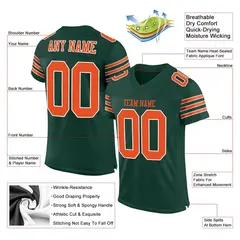 Green Orange-White Classic Mesh Authentic Football Jersey 2