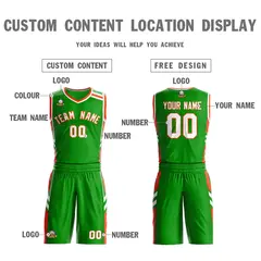 Green Orange White Classic Mesh Basketball Jersey Sets 3