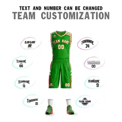 Green Orange White Classic Mesh Basketball Jersey Sets 4