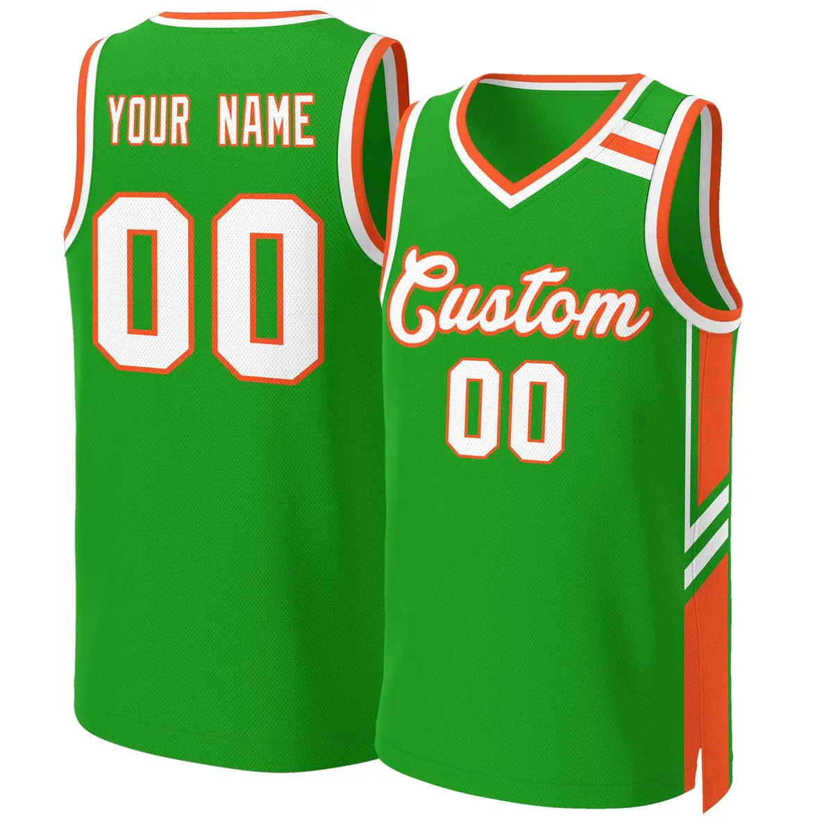 Green Orange White Classic Mesh Basketball Jersey