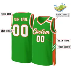 Green Orange White Classic Mesh Basketball Jersey 2