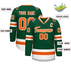 Green Orange-White Classic Style Hockey Jersey 2