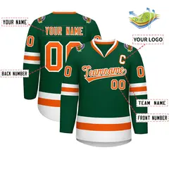 Green Orange-White Classic Style Hockey Jersey 2