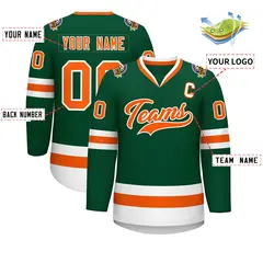 Green Orange-White Classic Style Hockey Jersey 2