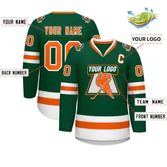 Green Orange-White Classic Style Hockey Jersey 2