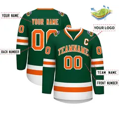 Green Orange-White Classic Style Hockey Jersey 2