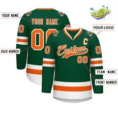 Green Orange-White Classic Style Hockey Jersey 2