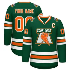 Green Orange-White Classic Style Hockey Jersey 1