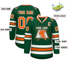 Green Orange-White Classic Style Hockey Jersey 2