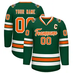 Green Orange-White Classic Style Hockey Jersey 1