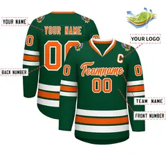Green Orange-White Classic Style Hockey Jersey 2