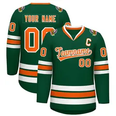 Green Orange-White Classic Style Hockey Jersey 1