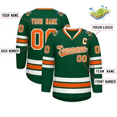 Green Orange-White Classic Style Hockey Jersey 2