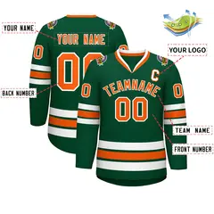Green Orange-White Classic Style Hockey Jersey 2