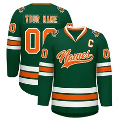 Green Orange-White Classic Style Hockey Jersey 1