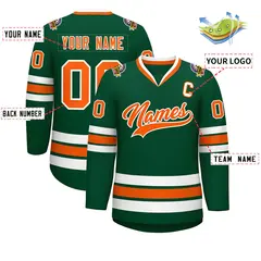 Green Orange-White Classic Style Hockey Jersey 2