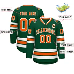 Green Orange-White Classic Style Hockey Jersey 2