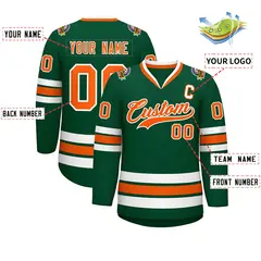 Green Orange-White Classic Style Hockey Jersey 2