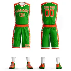 Green Orange-White Lightning Graffiti Basketball Jersey