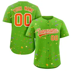 Green Orange White Splash Graffiti Striped Baseball Jersey 1
