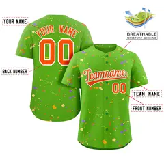 Green Orange White Splash Graffiti Striped Baseball Jersey 2