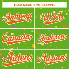 Green Orange White Splash Graffiti Striped Baseball Jersey 3