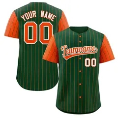 Green Orange-White Stripe Raglan Baseball Jersey 1